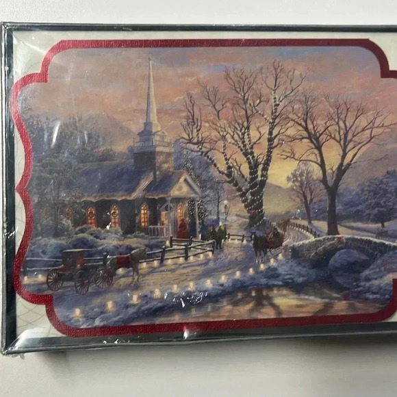 New Hallmark Thomas Kinkade painter of light Christmas cards plus envelopes - Picture 3 of 4
